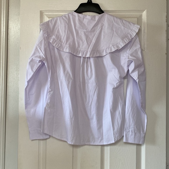 Udel New York Oversized Bib Ruffle Collar Button Up Down Shirt NWT - Picture 3 of 10